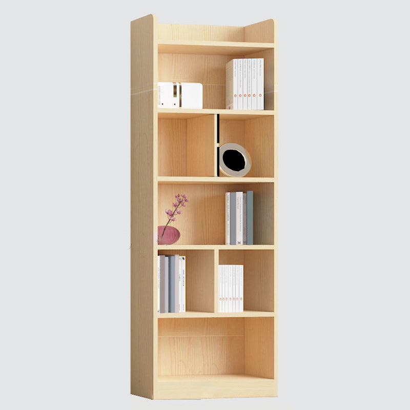 Contemporary Wooden Vertical Book Shelf Closed Back Brown Shelf Bookcase for Study Room