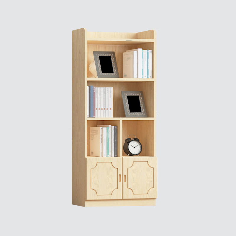 Contemporary Wooden Vertical Book Shelf Closed Back Brown Shelf Bookcase for Study Room