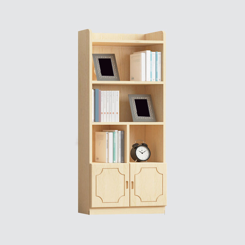 Contemporary Wooden Vertical Book Shelf Closed Back Brown Shelf Bookcase for Study Room