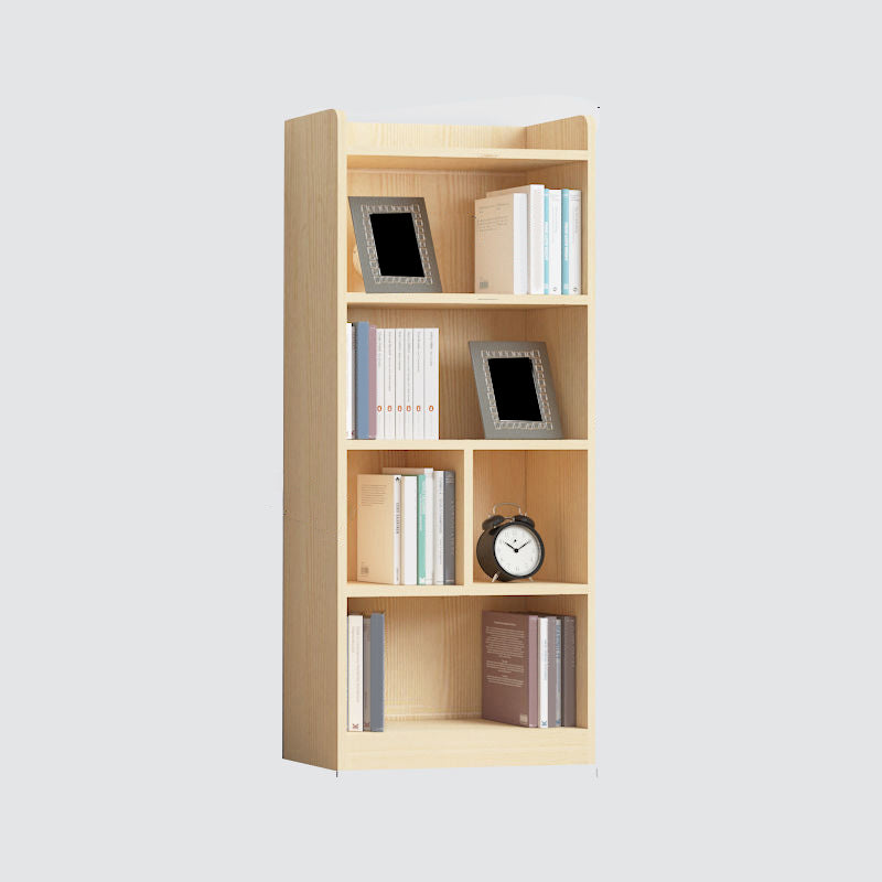 Contemporary Wooden Vertical Book Shelf Closed Back Brown Shelf Bookcase for Study Room
