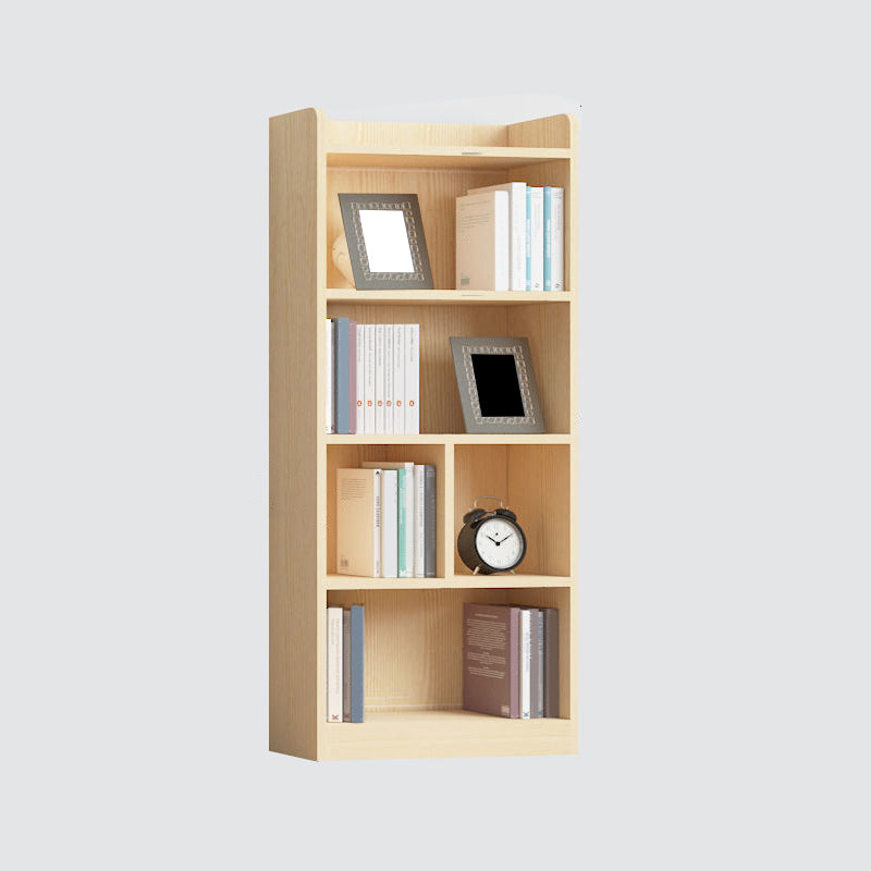 Contemporary Wooden Vertical Book Shelf Closed Back Brown Shelf Bookcase for Study Room