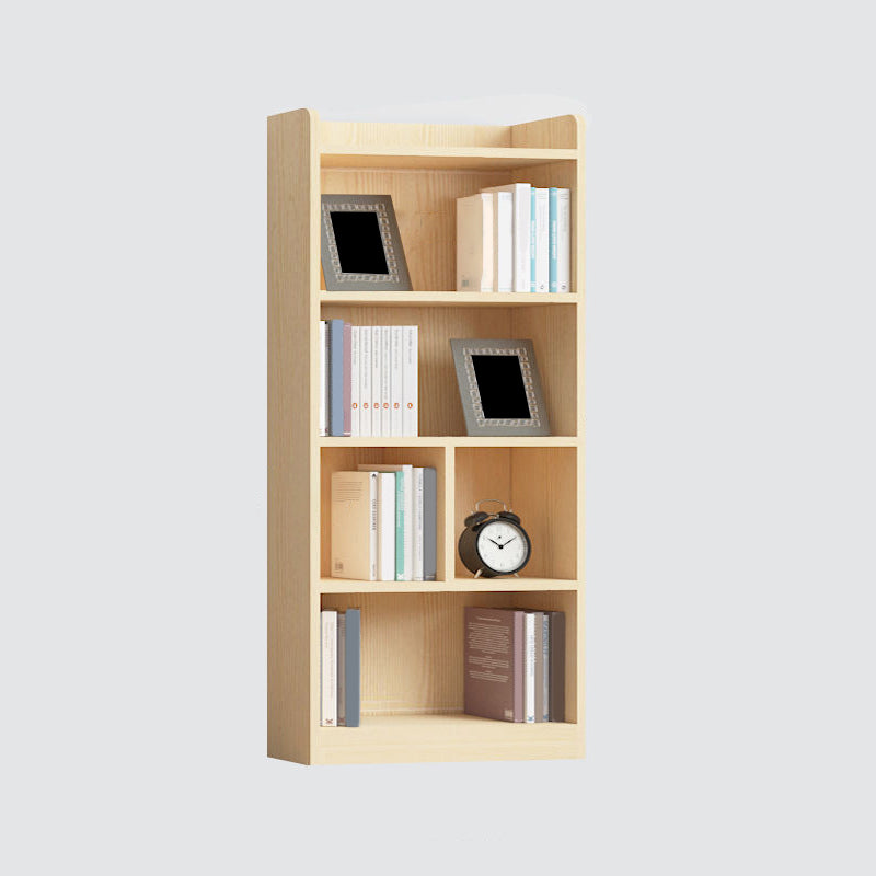Contemporary Wooden Vertical Book Shelf Closed Back Brown Shelf Bookcase for Study Room