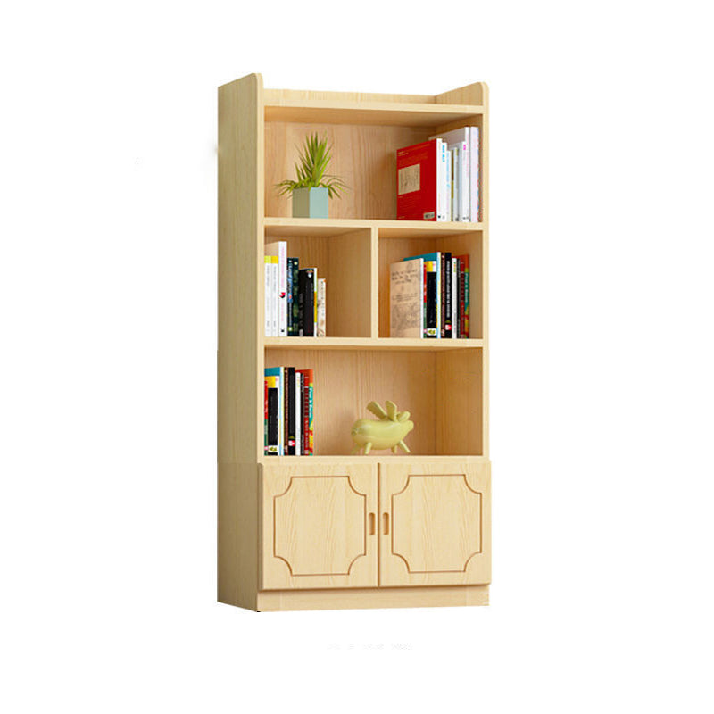 Contemporary Wooden Vertical Book Shelf Closed Back Brown Shelf Bookcase for Study Room