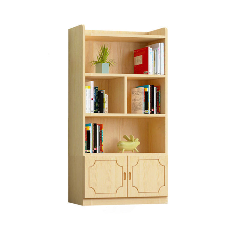 Contemporary Wooden Vertical Book Shelf Closed Back Brown Shelf Bookcase for Study Room