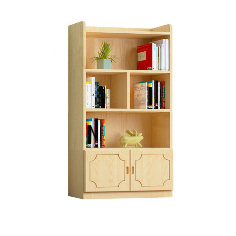 Contemporary Wooden Vertical Book Shelf Closed Back Brown Shelf Bookcase for Study Room