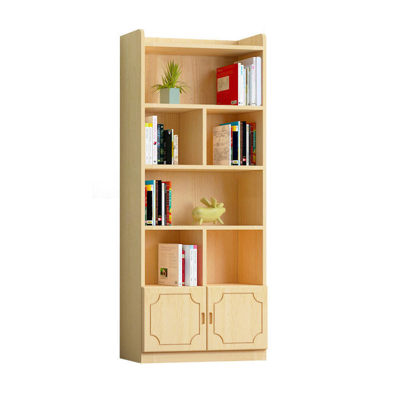 Contemporary Wooden Vertical Book Shelf Closed Back Brown Shelf Bookcase for Study Room