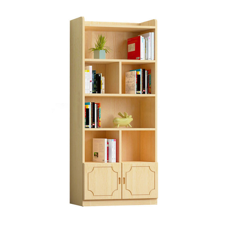 Contemporary Wooden Vertical Book Shelf Closed Back Brown Shelf Bookcase for Study Room