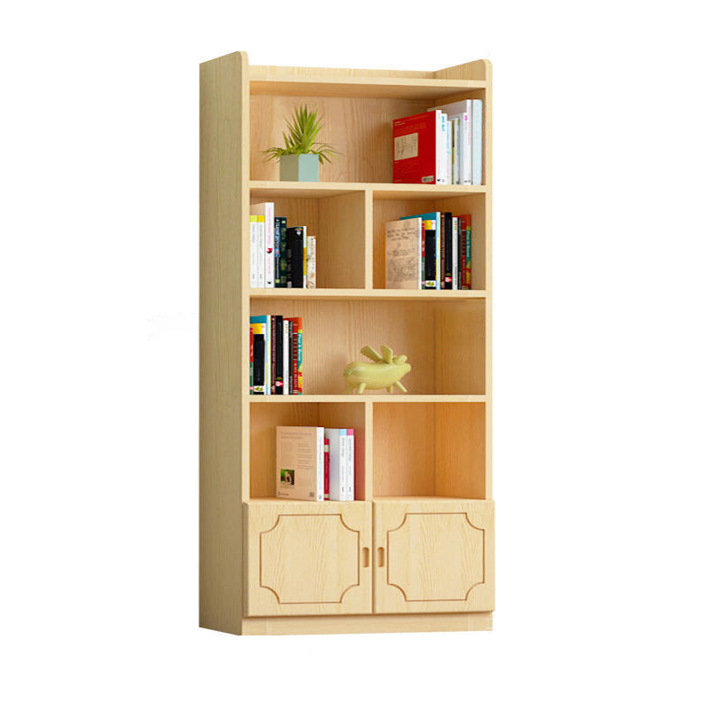Contemporary Wooden Vertical Book Shelf Closed Back Brown Shelf Bookcase for Study Room