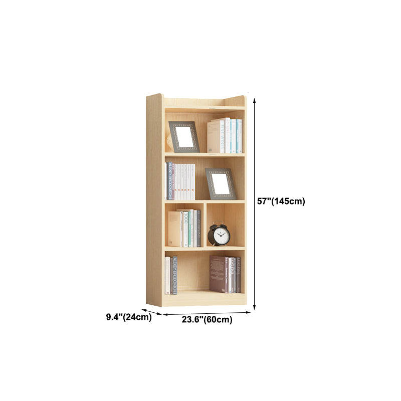 Contemporary Wooden Vertical Book Shelf Closed Back Brown Shelf Bookcase for Study Room