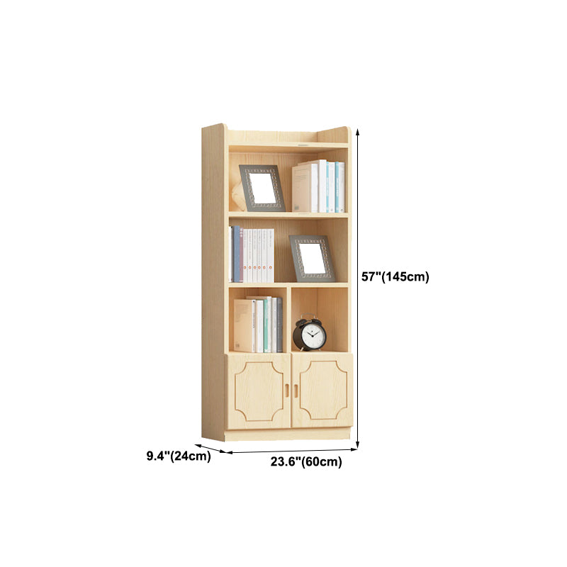 Contemporary Wooden Vertical Book Shelf Closed Back Brown Shelf Bookcase for Study Room