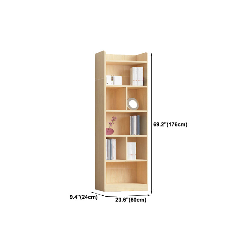 Contemporary Wooden Vertical Book Shelf Closed Back Brown Shelf Bookcase for Study Room