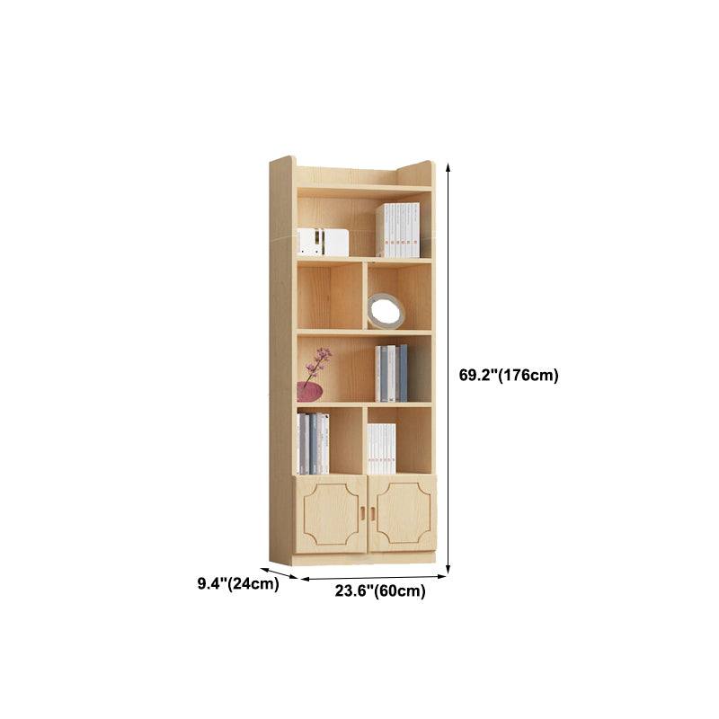 Contemporary Wooden Vertical Book Shelf Closed Back Brown Shelf Bookcase for Study Room