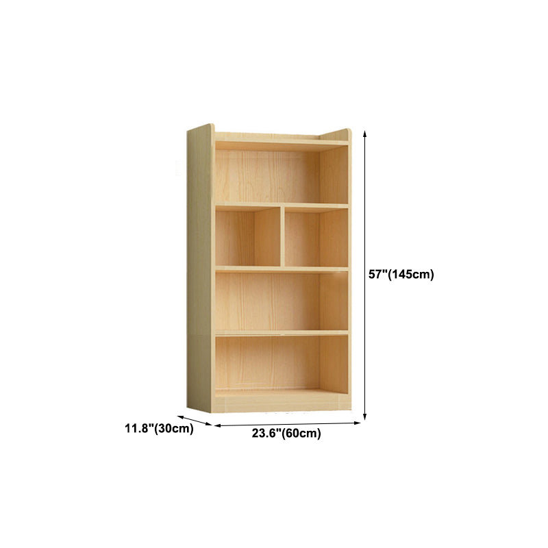 Contemporary Wooden Vertical Book Shelf Closed Back Brown Shelf Bookcase for Study Room