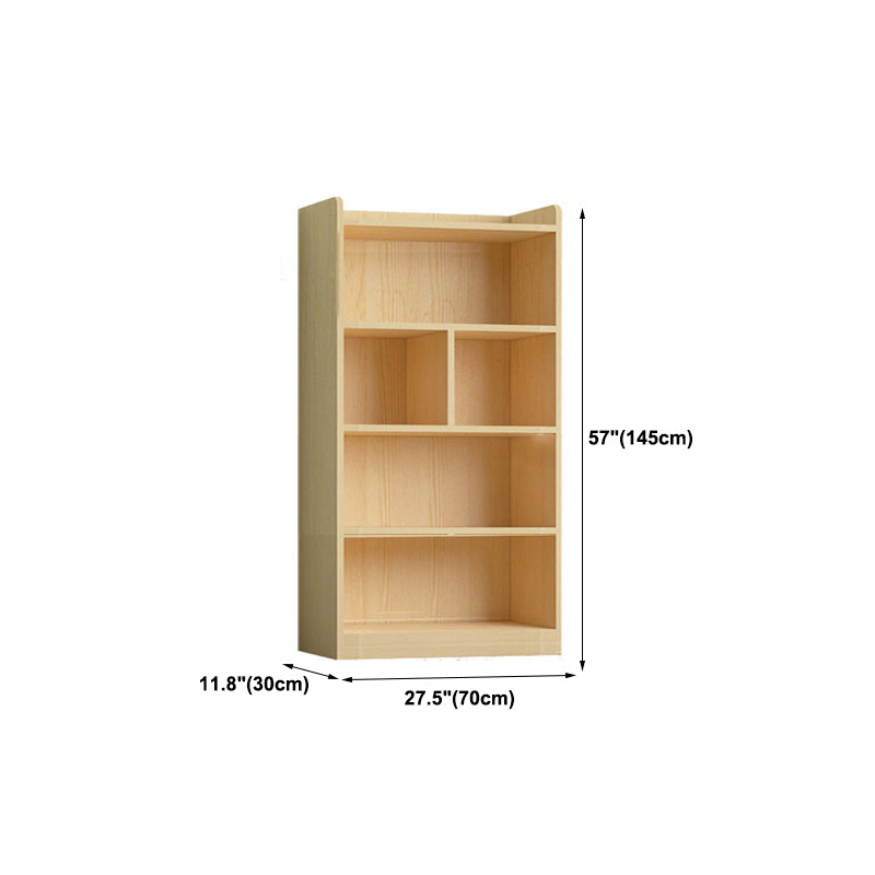 Contemporary Wooden Vertical Book Shelf Closed Back Brown Shelf Bookcase for Study Room