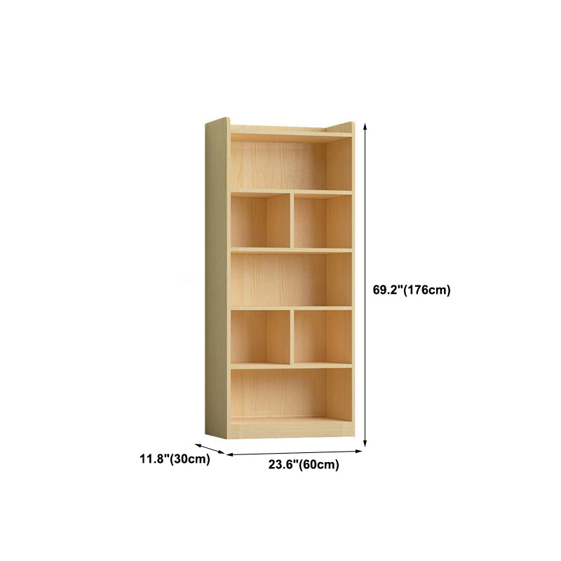 Contemporary Wooden Vertical Book Shelf Closed Back Brown Shelf Bookcase for Study Room