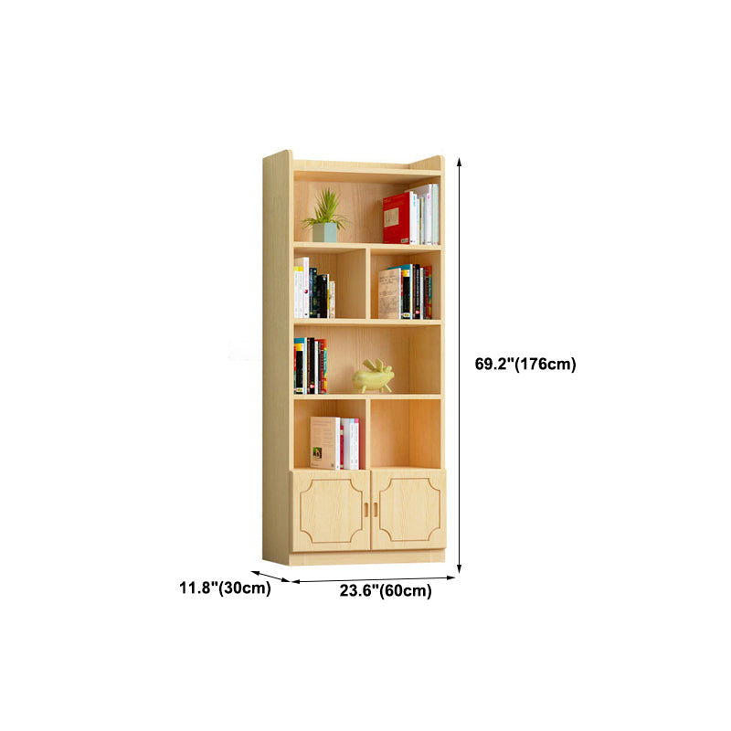 Contemporary Wooden Vertical Book Shelf Closed Back Brown Shelf Bookcase for Study Room