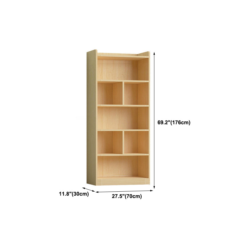 Contemporary Wooden Vertical Book Shelf Closed Back Brown Shelf Bookcase for Study Room