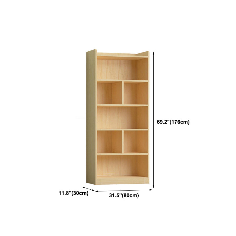 Contemporary Wooden Vertical Book Shelf Closed Back Brown Shelf Bookcase for Study Room