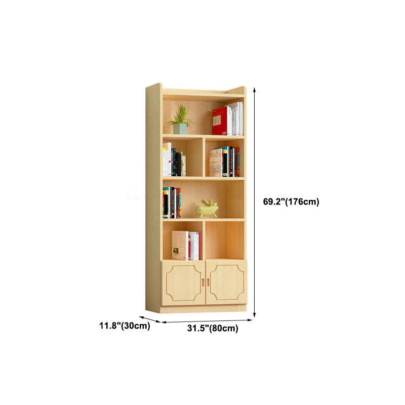 Contemporary Wooden Vertical Book Shelf Closed Back Brown Shelf Bookcase for Study Room
