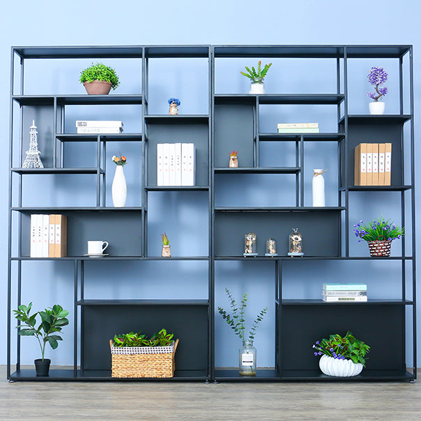 Gold and Black Floor Book Shelf Open Shelf Bookcase with Shelves