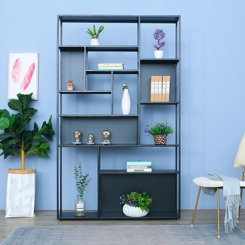 Gold and Black Floor Book Shelf Open Shelf Bookcase with Shelves