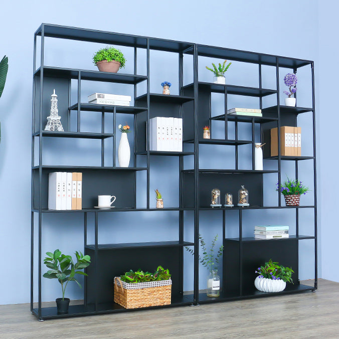 Gold and Black Floor Book Shelf Open Shelf Bookcase with Shelves