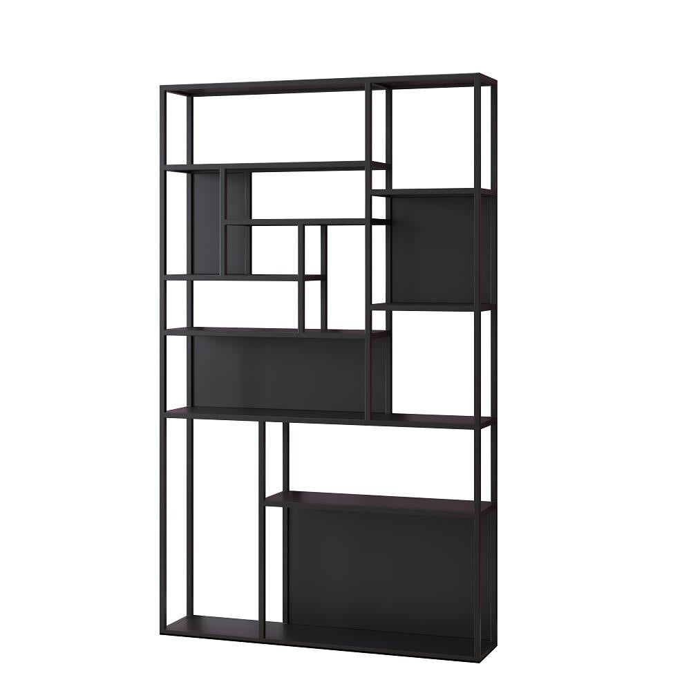 Gold and Black Floor Book Shelf Open Shelf Bookcase with Shelves