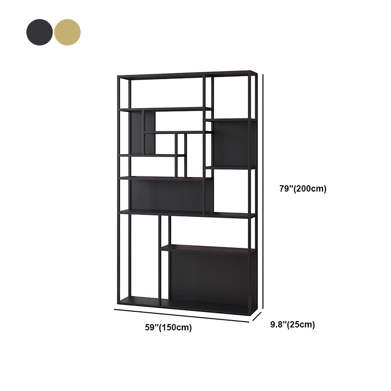 Gold and Black Floor Book Shelf Open Shelf Bookcase with Shelves