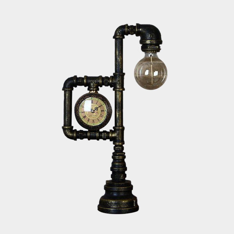 Black 1 Light Table Lighting Farmhouse Iron Water Pipe Lampone con indicatore per sala da studio