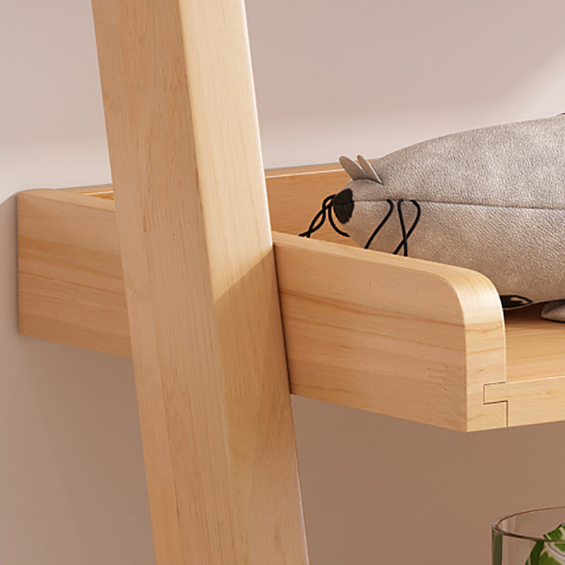 Ladder Modern Bookcase Wood Vertical Bookshelf for Living Room