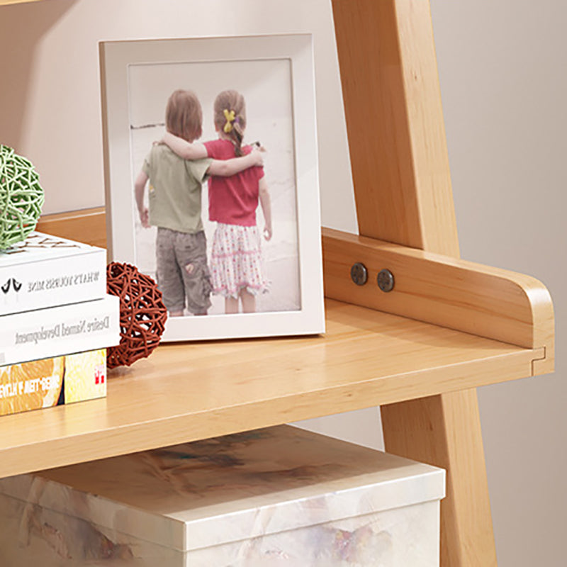 Ladder Modern Bookcase Wood Vertical Bookshelf for Living Room