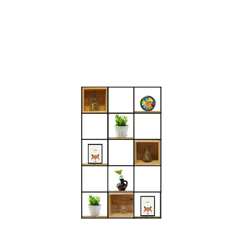 Modern Solid Wood Bookshelf Metal Etagere Bookshelf Open Back 9.8" W