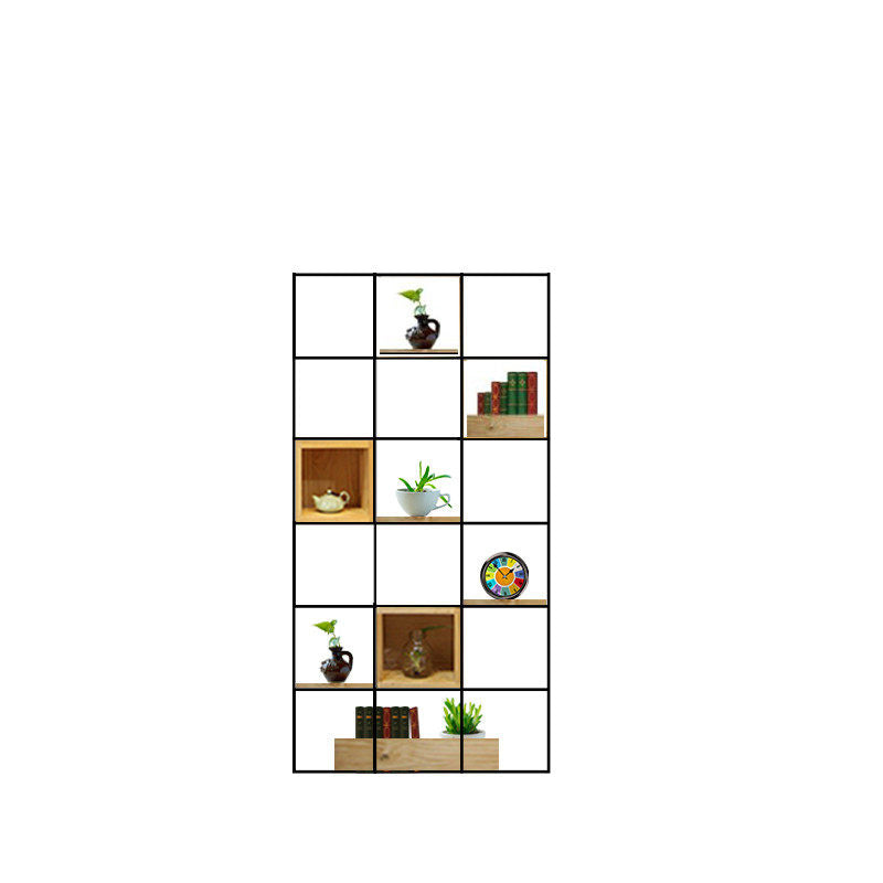 Modern Solid Wood Bookshelf Metal Etagere Bookshelf Open Back 9.8" W