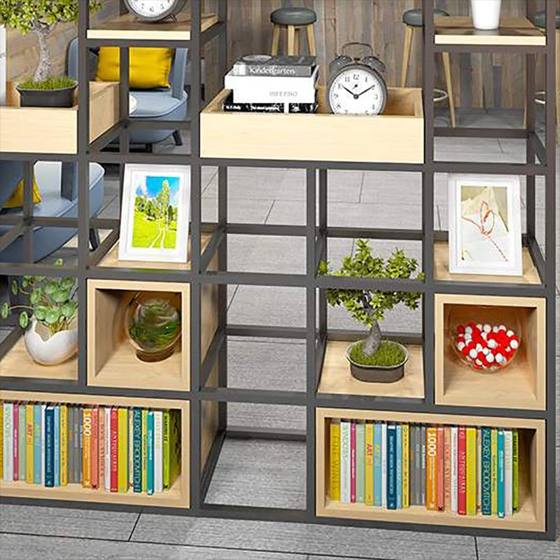 Modern Solid Wood Bookshelf Metal Etagere Bookshelf Open Back 9.8" W