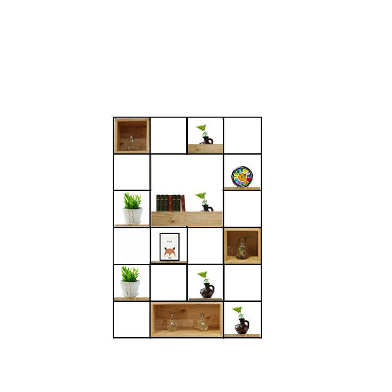 Modern Solid Wood Bookshelf Metal Etagere Bookshelf Open Back 9.8" W