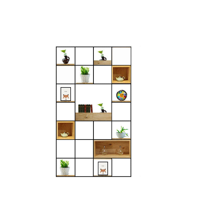 Modern Solid Wood Bookshelf Metal Etagere Bookshelf Open Back 9.8" W