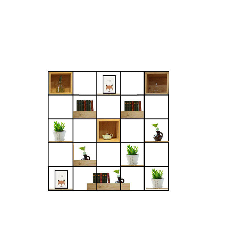 Modern Solid Wood Bookshelf Metal Etagere Bookshelf Open Back 9.8" W