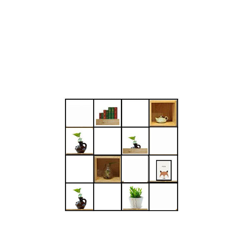 Modern Solid Wood Bookshelf Metal Etagere Bookshelf Open Back 9.8" W