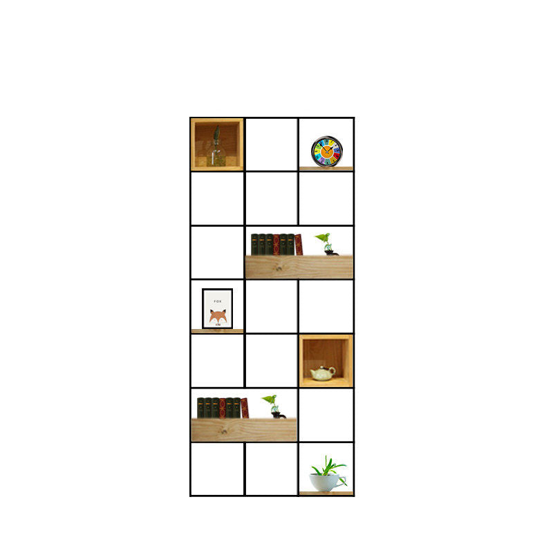 Modern Solid Wood Bookshelf Metal Etagere Bookshelf Open Back 9.8" W