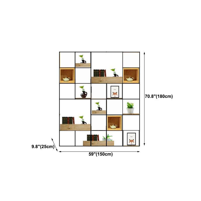 Modern Solid Wood Bookshelf Metal Etagere Bookshelf Open Back 9.8" W