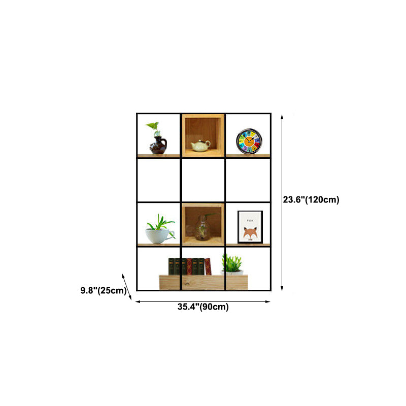Modern Solid Wood Bookshelf Metal Etagere Bookshelf Open Back 9.8" W