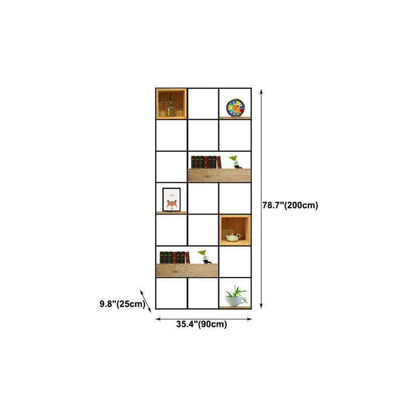 Modern Solid Wood Bookshelf Metal Etagere Bookshelf Open Back 9.8" W