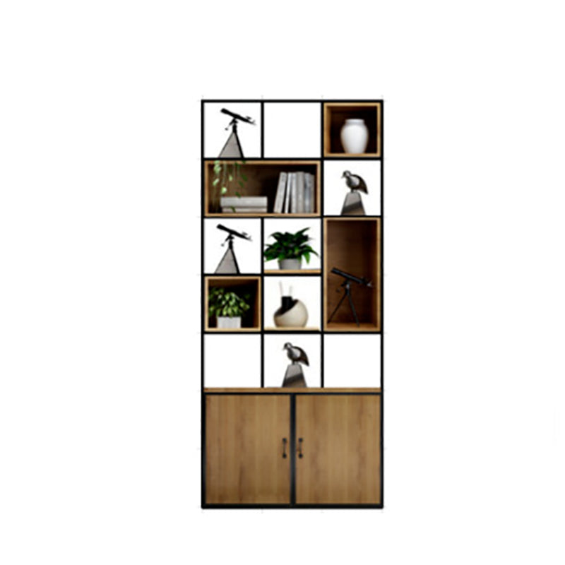 Modern Bookshelf Wood and Metal Multi Layer Shelf Etagere Bookcase for Living Room
