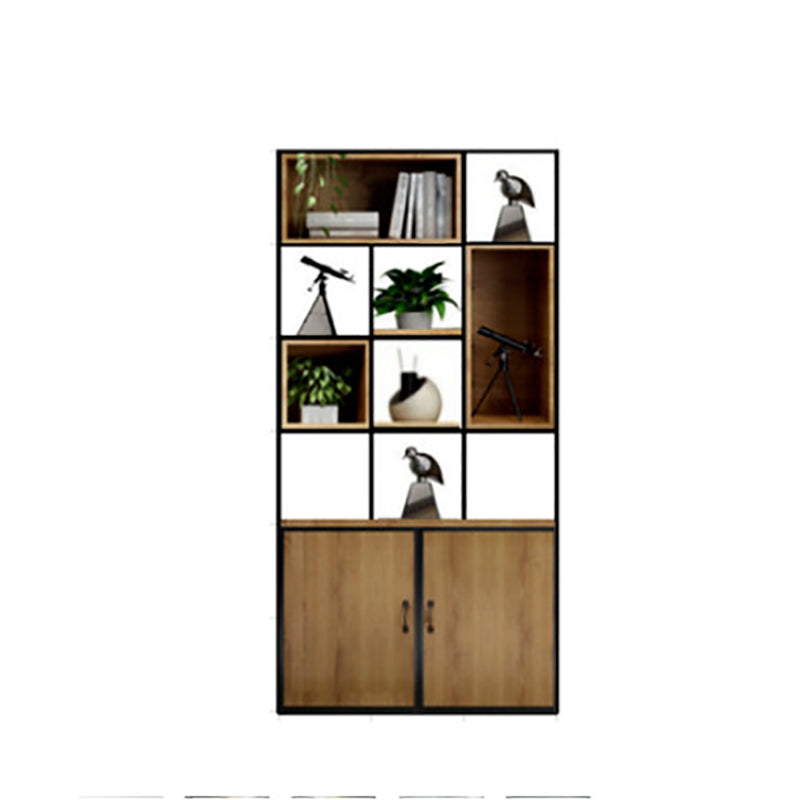 Modern Bookshelf Wood and Metal Multi Layer Shelf Etagere Bookcase for Living Room