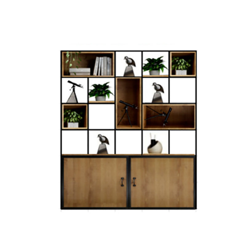 Modern Bookshelf Wood and Metal Multi Layer Shelf Etagere Bookcase for Living Room