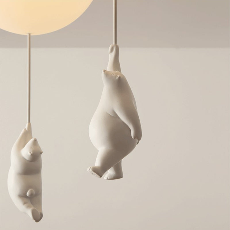 Modern Bear Ceiling Light 1-Light Ceiling Mount Light with Glass Shade for Kid's Room