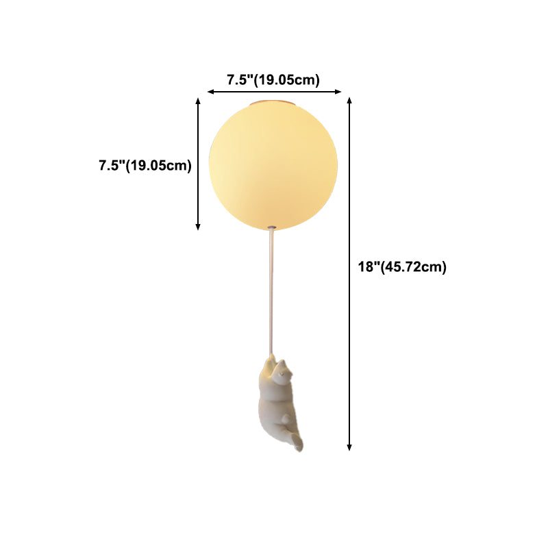 Modern Bear Ceiling Light 1-Light Ceiling Mount Light with Glass Shade for Kid's Room