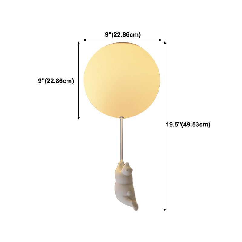 Modern Bear Ceiling Light 1-Light Ceiling Mount Light with Glass Shade for Kid's Room