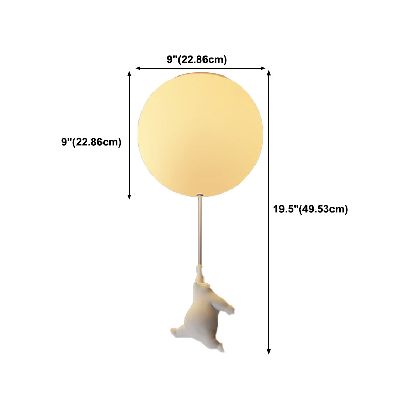 Modern Bear Ceiling Light 1-Light Ceiling Mount Light with Glass Shade for Kid's Room