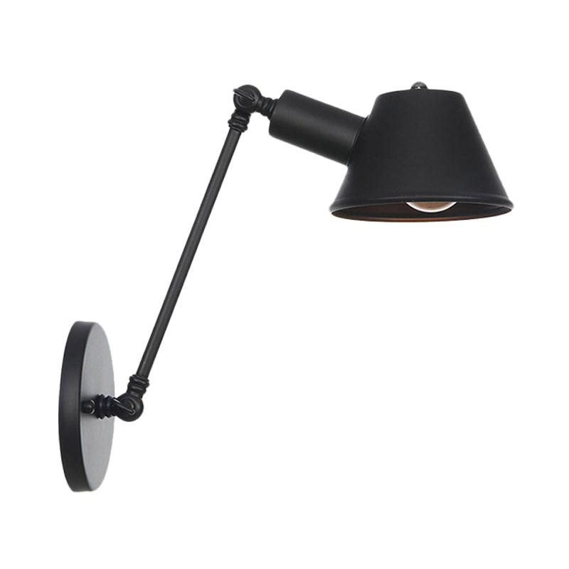 Black 1 Bulbe Mur Wall Lampe Farmhouse Ferme Iron Bell Mur Wall Mount Lightture avec 8 "/ 12" de long bras swing